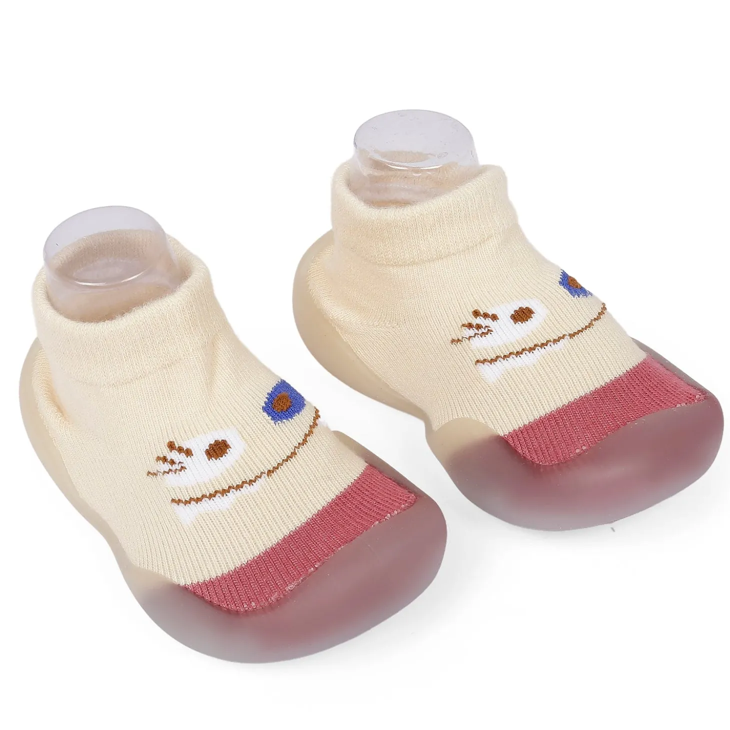 Cute Eye Anti-Skid Slip-On Rubber Sole Shoes - Cream, Maroon