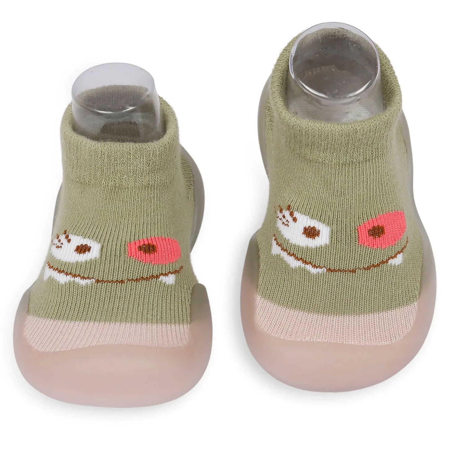 Cute Eye Anti-Skid Slip-On Rubber Sole Shoes - Olive Green