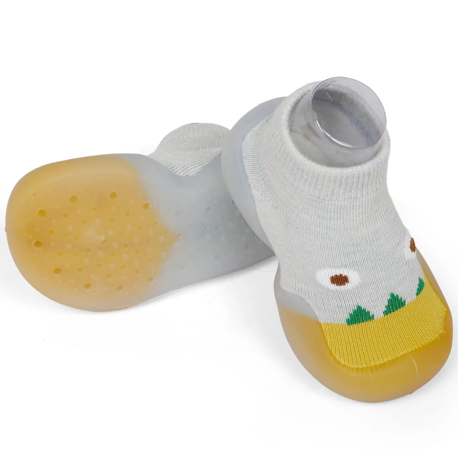 Cute Eye Anti-Skid Slip-On Rubber Sole Shoes - Grey, Yellow