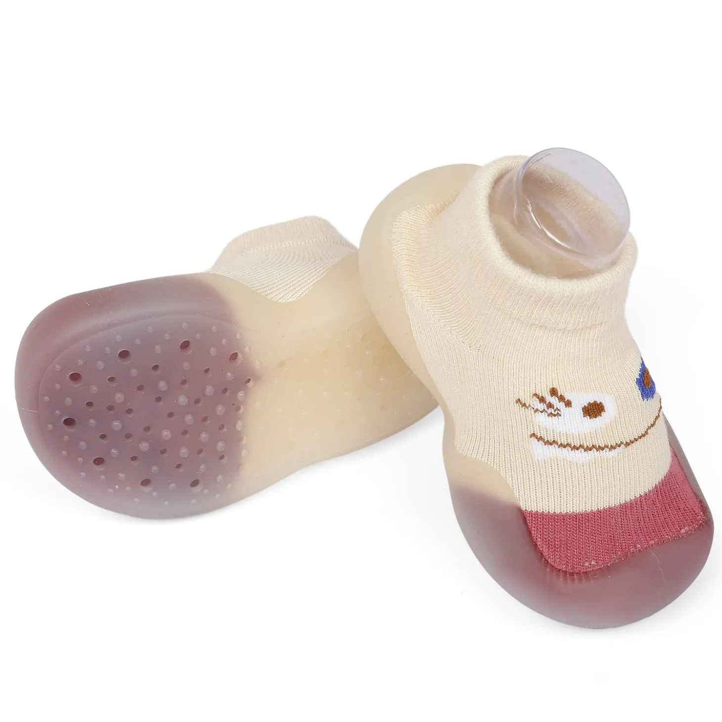 Cute Eye Anti-Skid Slip-On Rubber Sole Shoes - Cream, Maroon