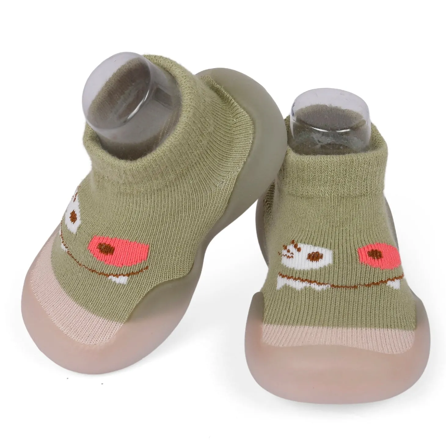 Cute Eye Anti-Skid Slip-On Rubber Sole Shoes - Olive Green