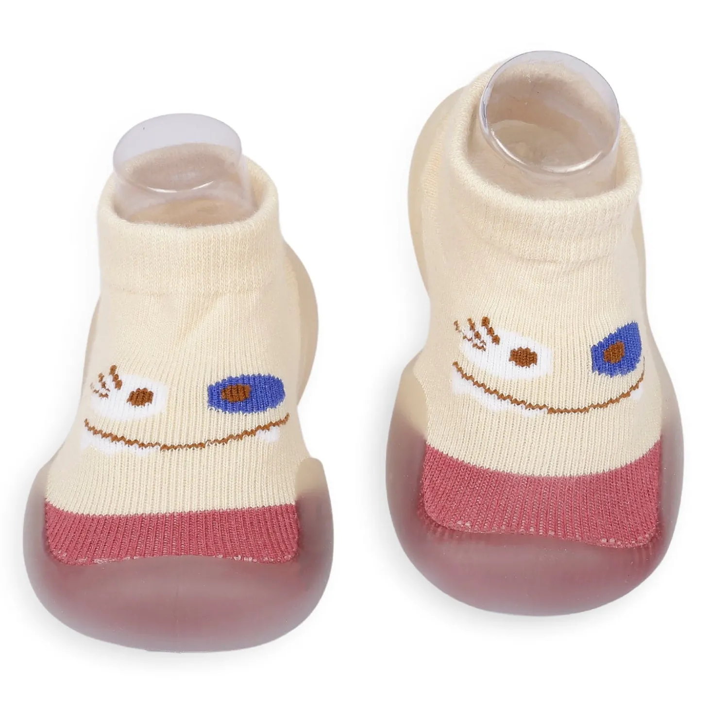 Cute Eye Anti-Skid Slip-On Rubber Sole Shoes - Cream, Maroon