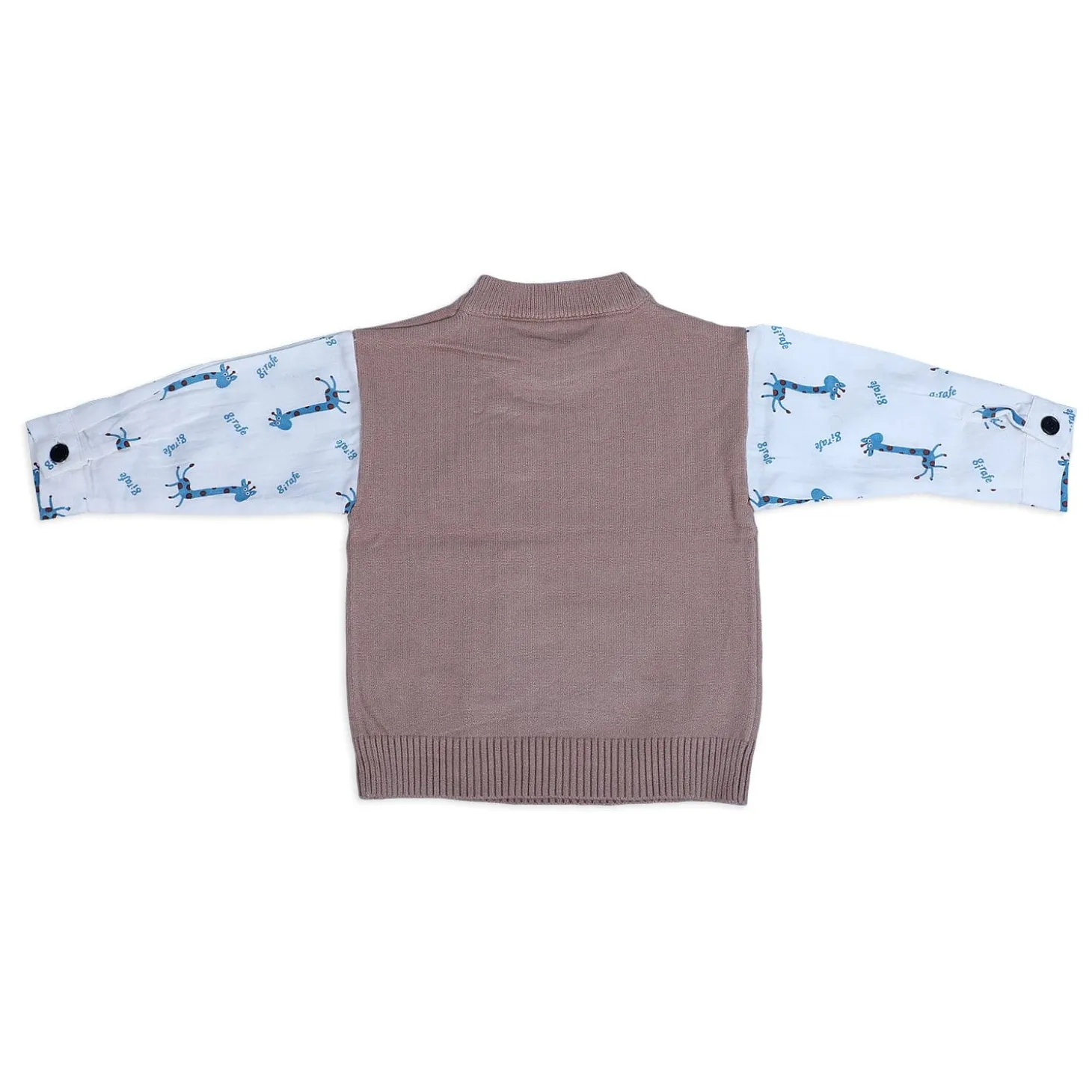 Cute Giraffe Premium Full Sleeves Knitted Sweater - Brown And White