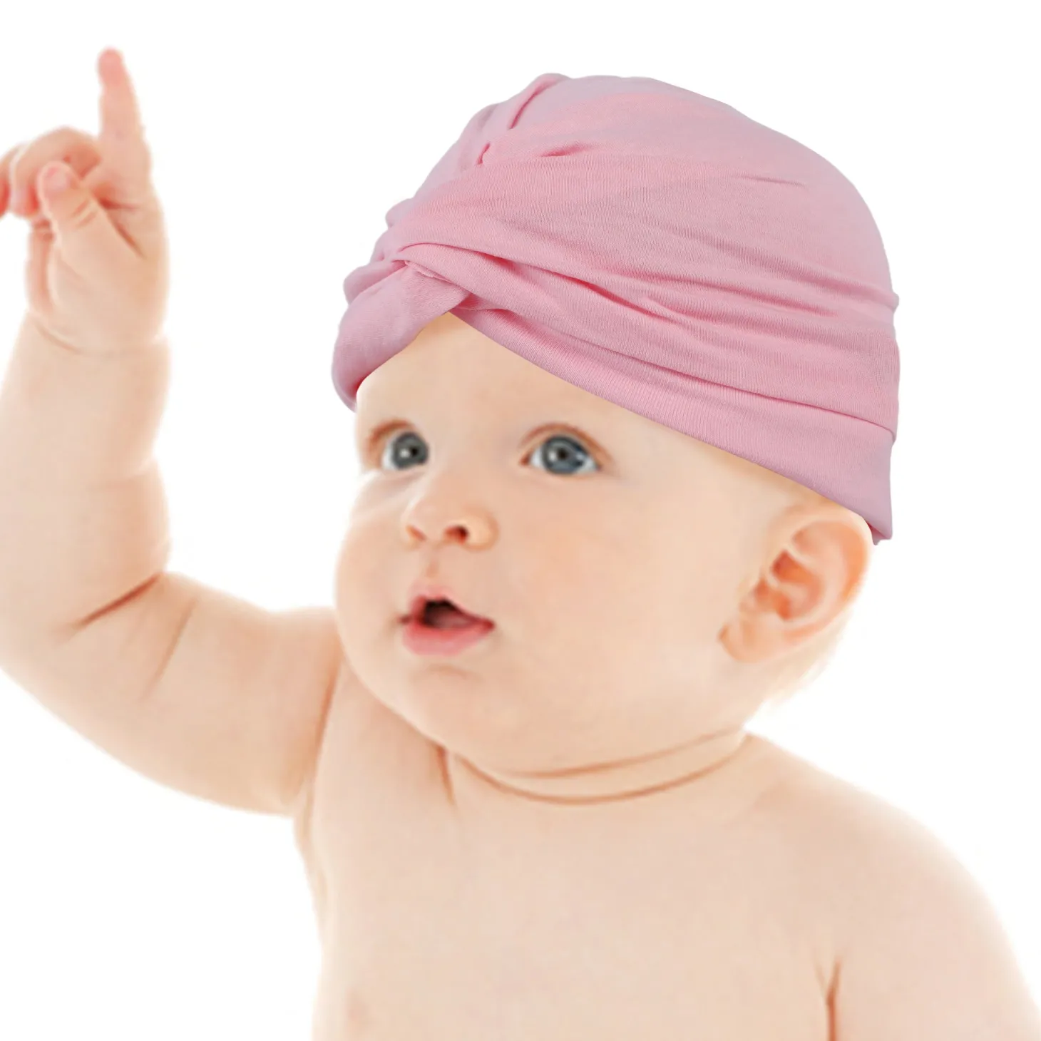 Cute Knotted Turban Cap Infant Beanie - Pink
