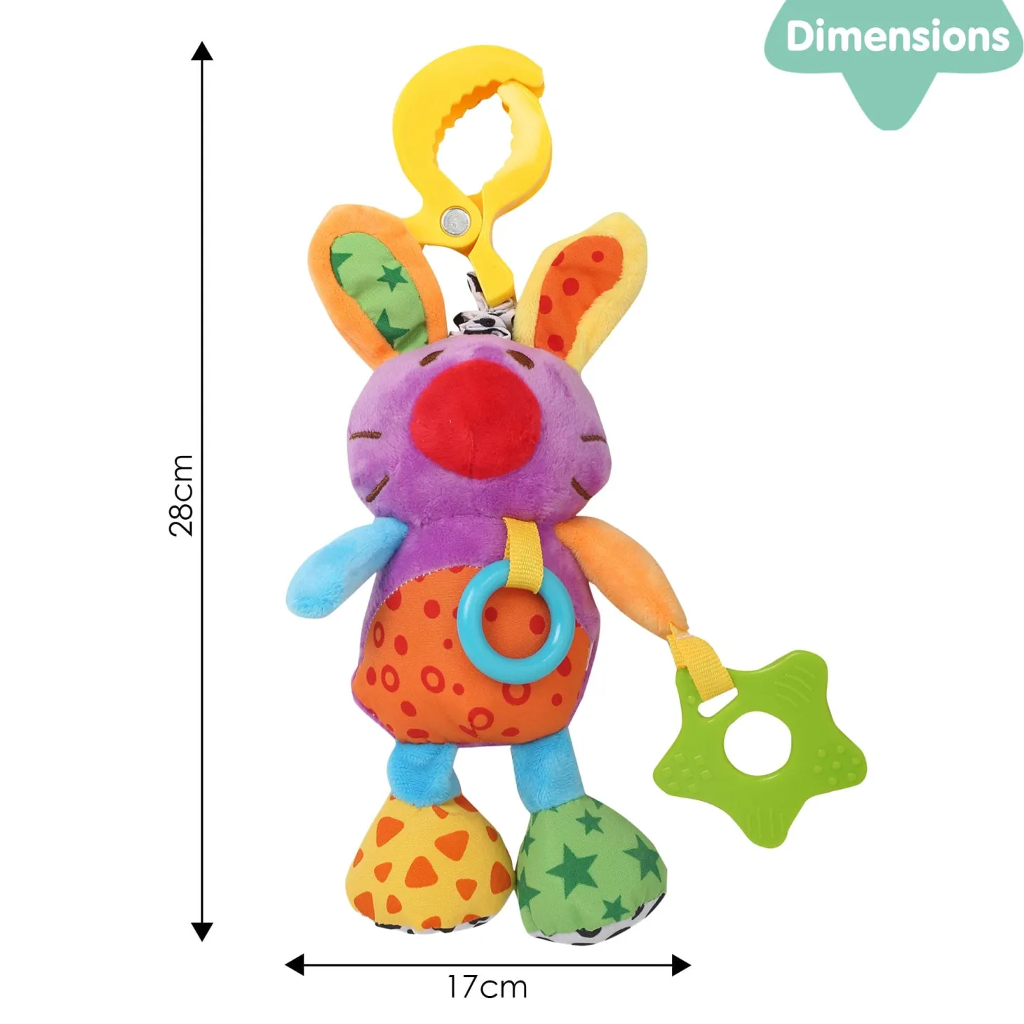 Cute Purple Hanging Pulling Toy With Teether