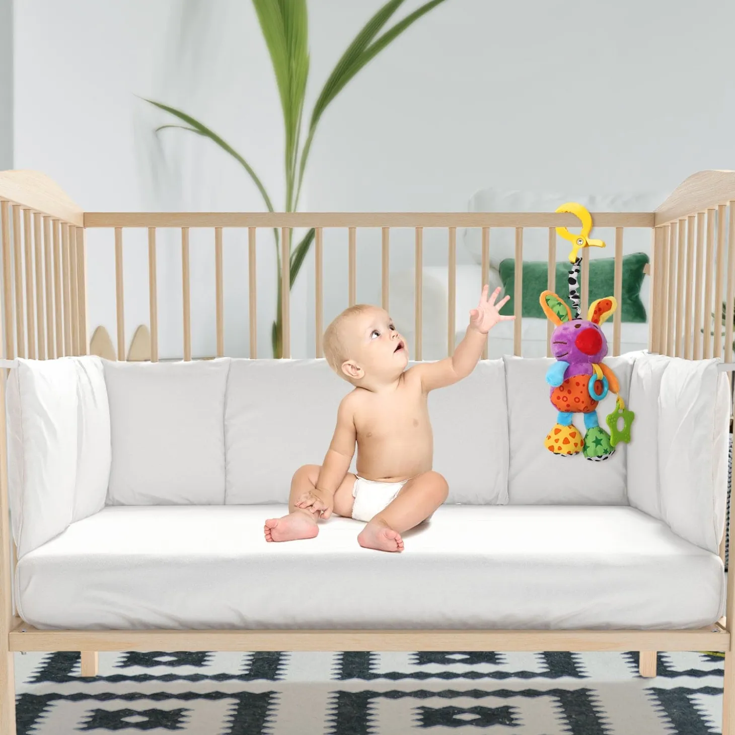 Cute Purple Hanging Pulling Toy With Teether