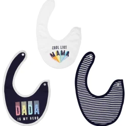 Dada And Mama Are My Heroes Blue And White 3 Pk Bibs