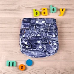 Denim Print Blue Adjustable & Washable Diaper