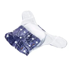 Denim Print Blue Adjustable & Washable Diaper