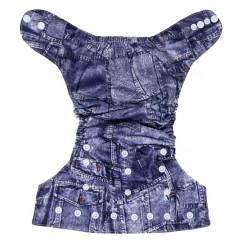 Denim Print Blue Adjustable & Washable Diaper