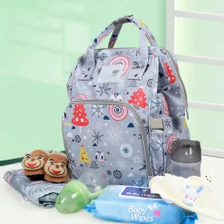 Diaper Bag Maternity Backpack Winter Wonderland Grey