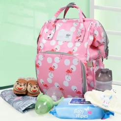 Diaper Bag Maternity Backpack Flamingo Pink