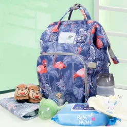 Diaper Bag Maternity Backpack Flamingo Blue