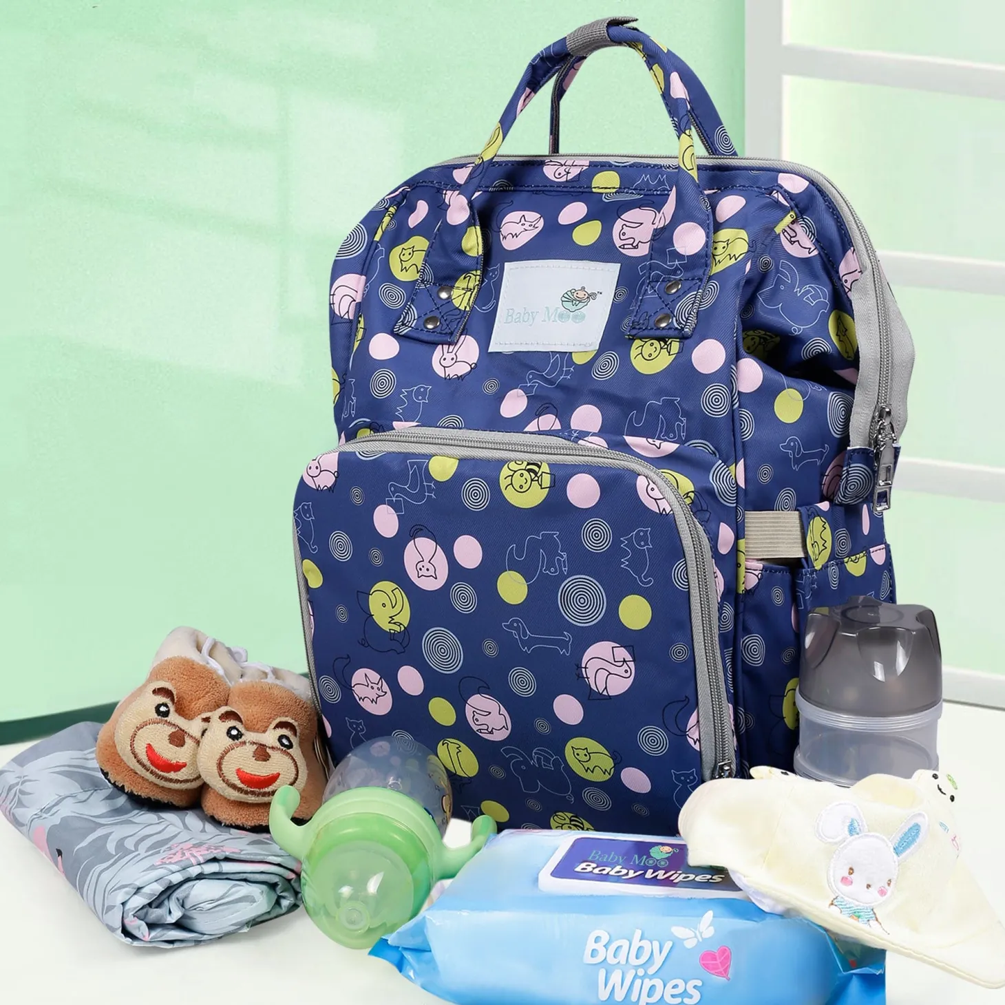 Diaper Bag Maternity Backpack Animal Printed Blue