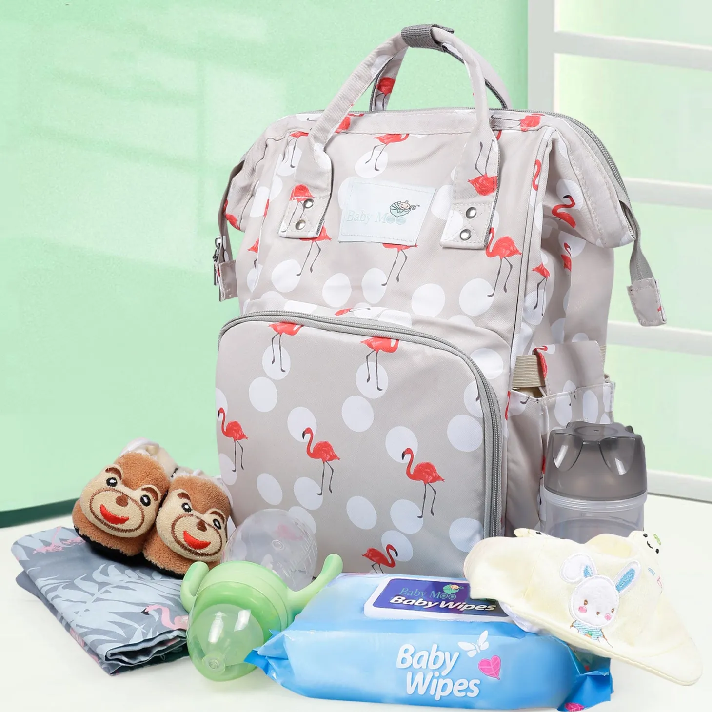 Diaper Bag Maternity Backpack Flamingo Beige