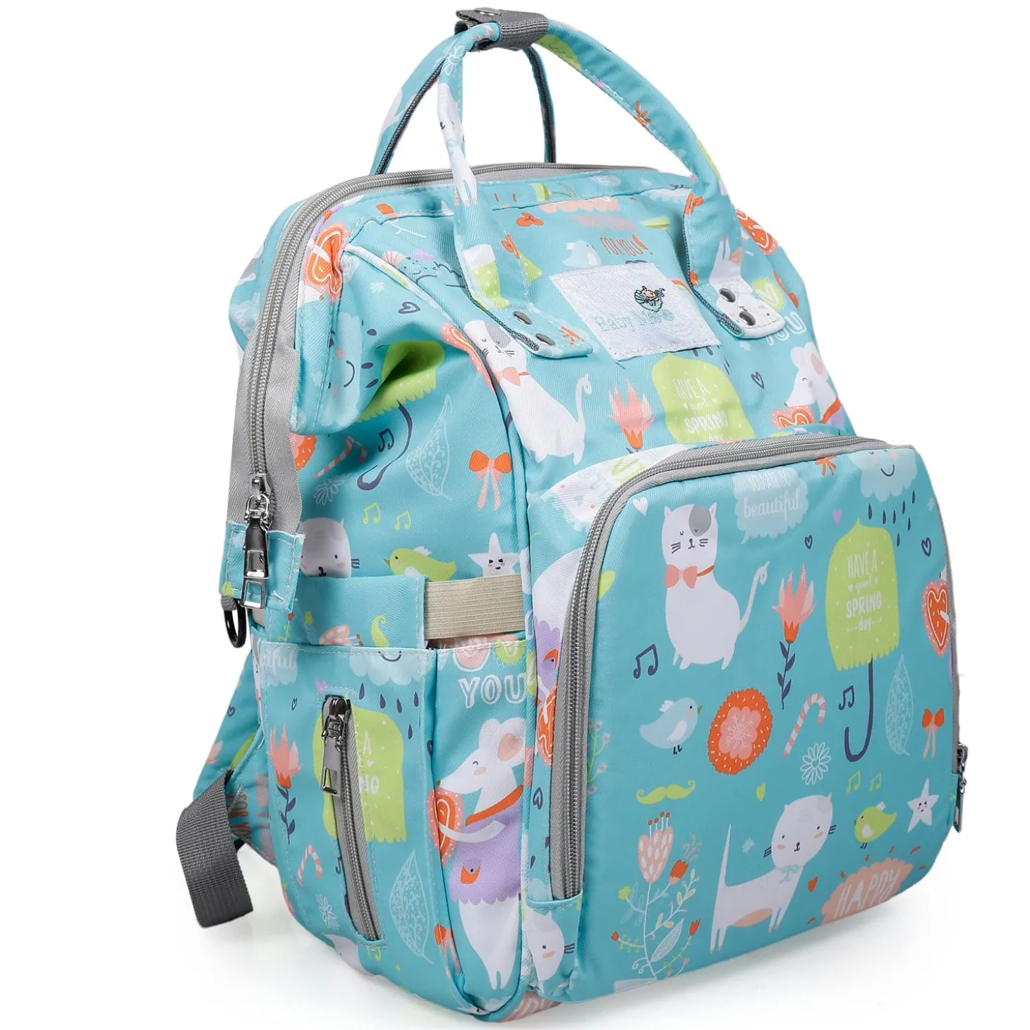 Diaper Bag Maternity Backpack Spring In The Garden Blue