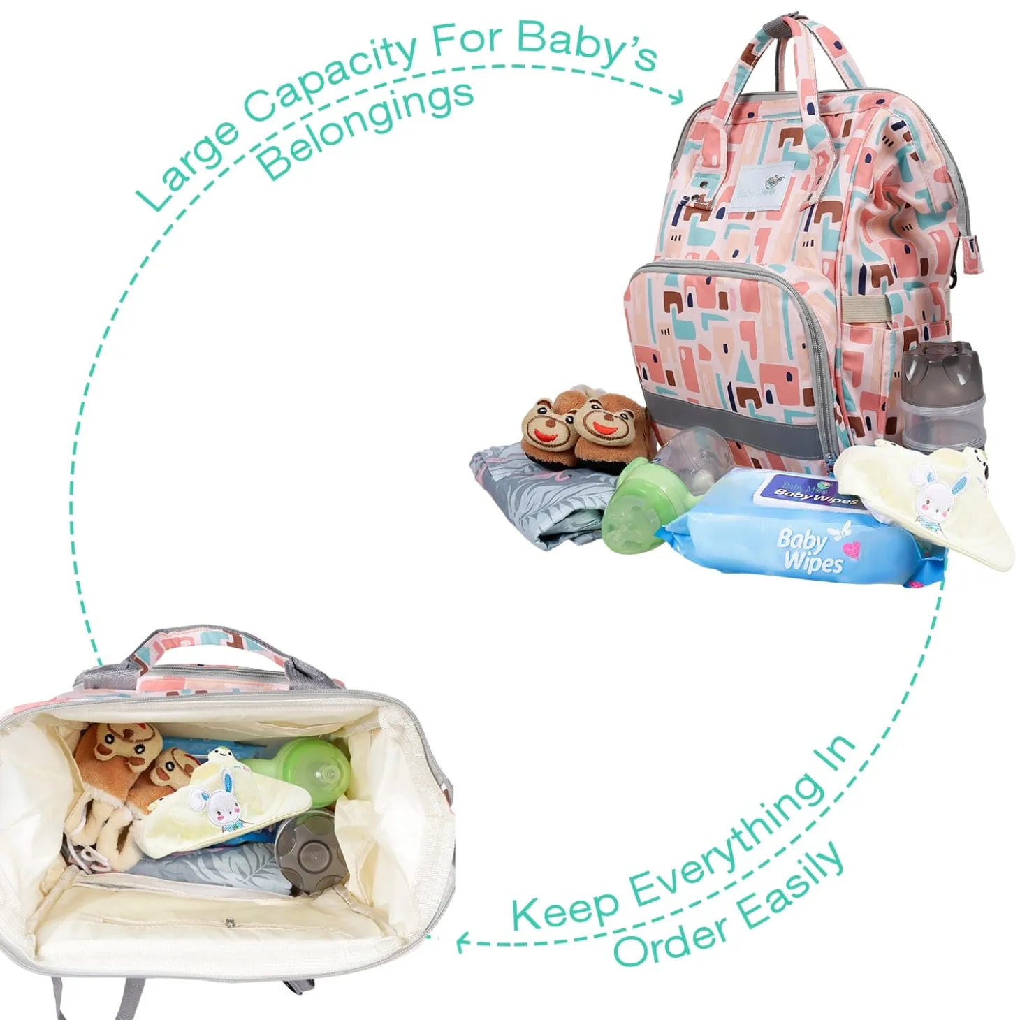 Diaper Bag Maternity Backpack Abstract Peach