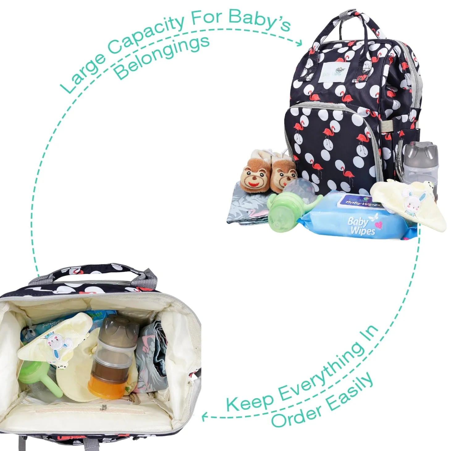 Diaper Bag Maternity Backpack Flamingo Black