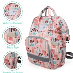 Diaper Bag Maternity Backpack Abstract Peach
