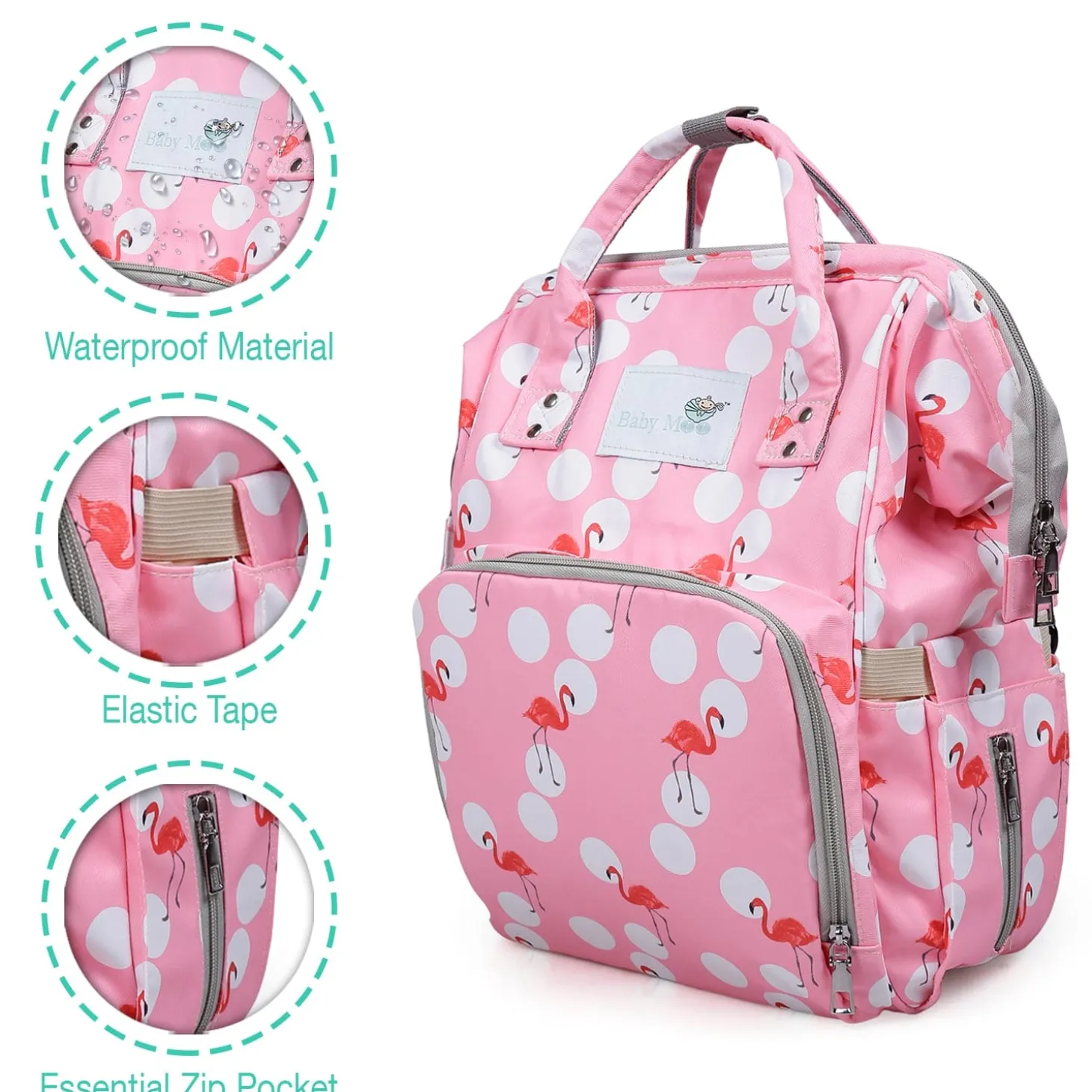 Diaper Bag Maternity Backpack Flamingo Pink