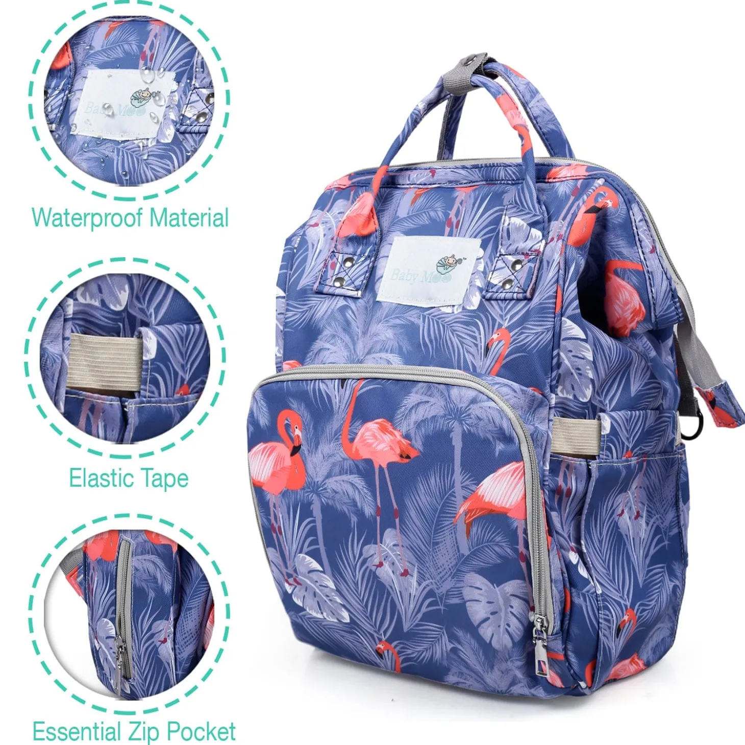 Diaper Bag Maternity Backpack Flamingo Blue