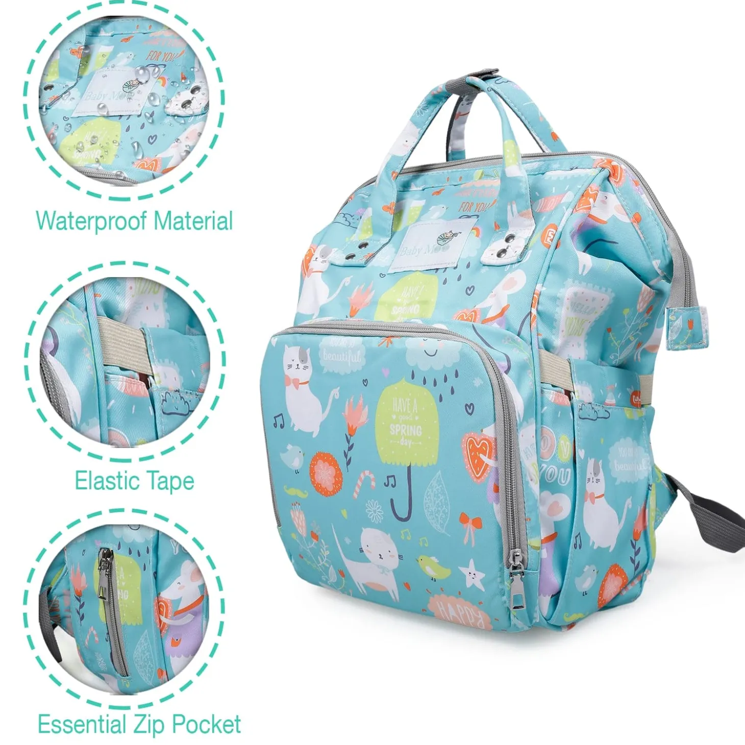 Diaper Bag Maternity Backpack Spring In The Garden Blue