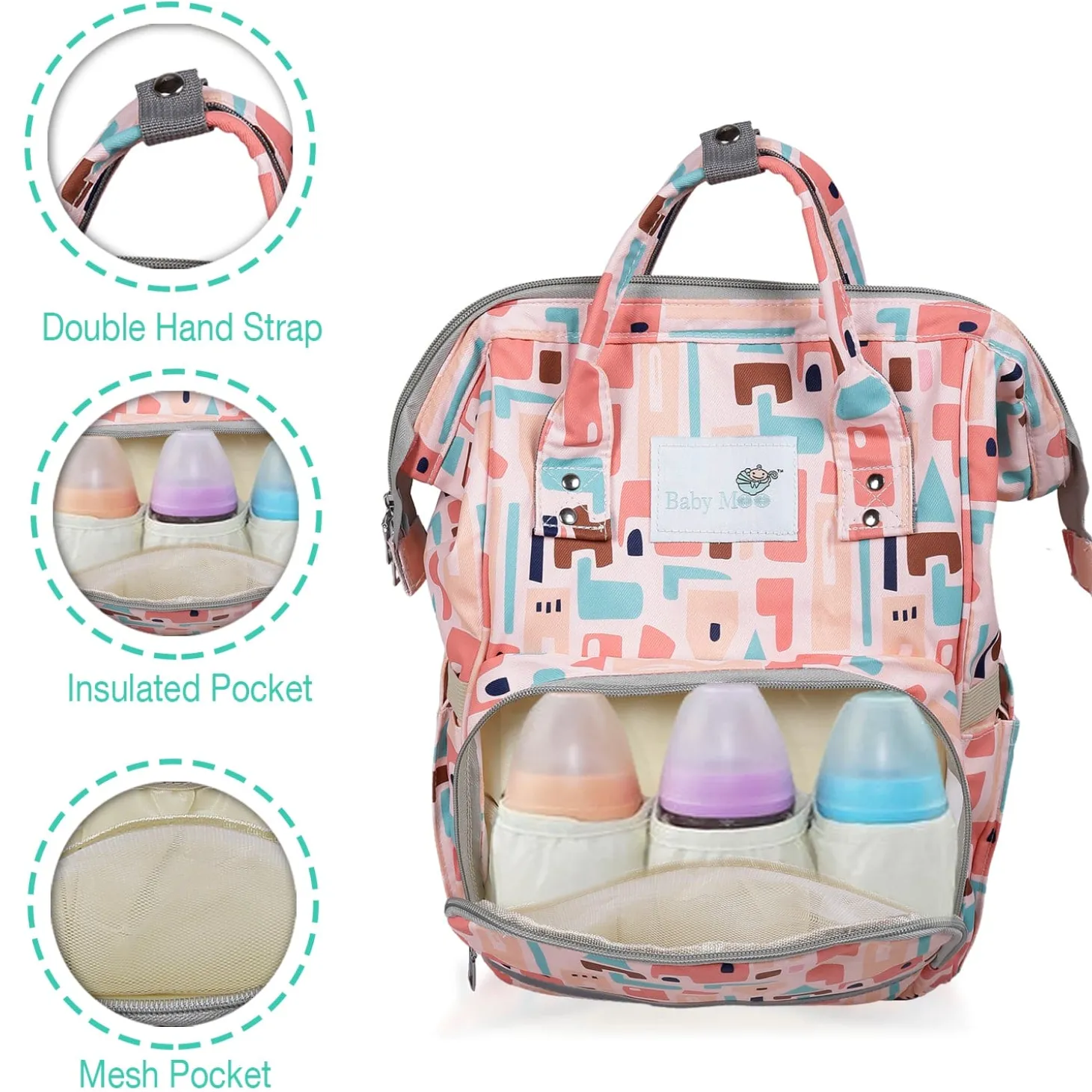 Diaper Bag Maternity Backpack Abstract Peach