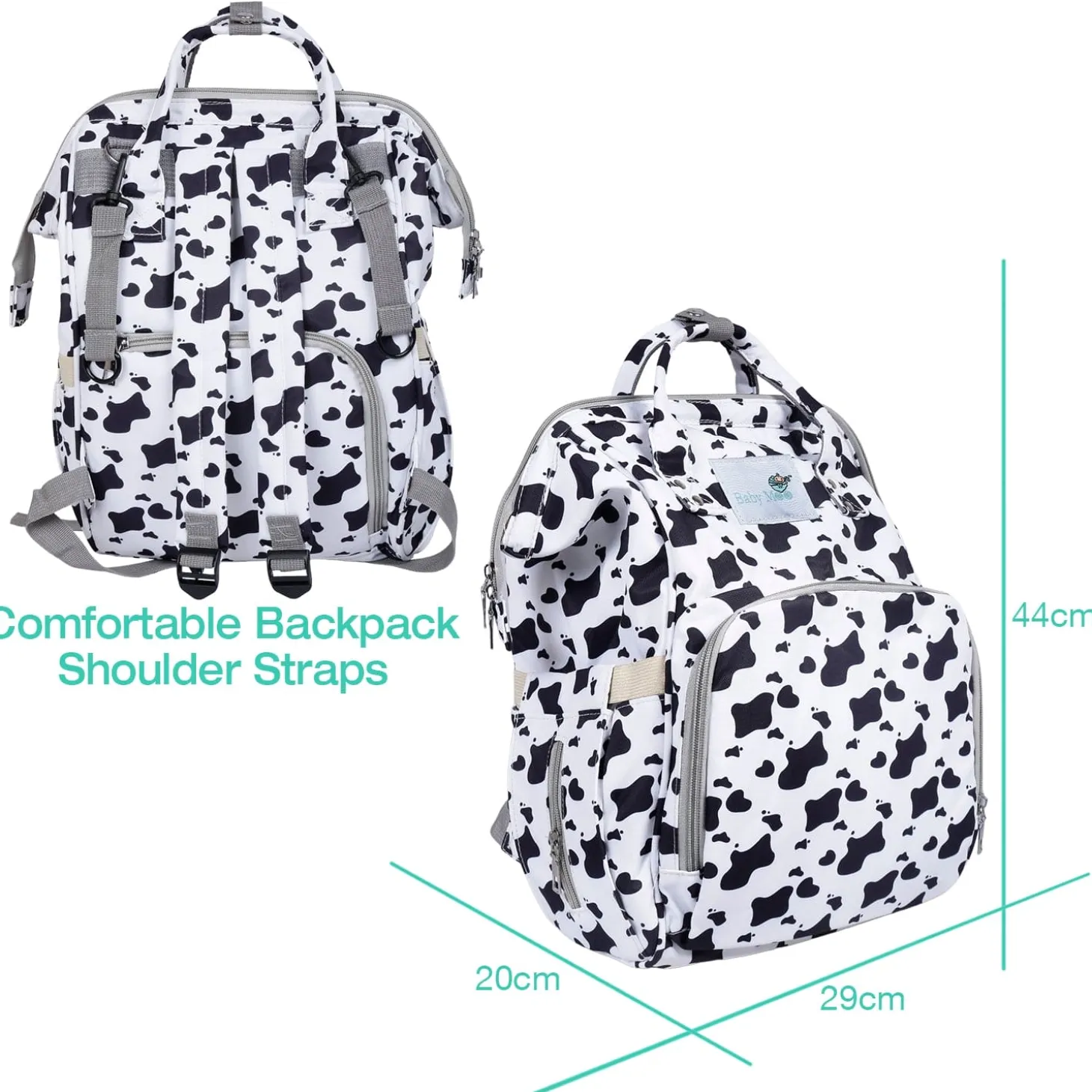 Diaper Bag Maternity Backpack Cow Black And White