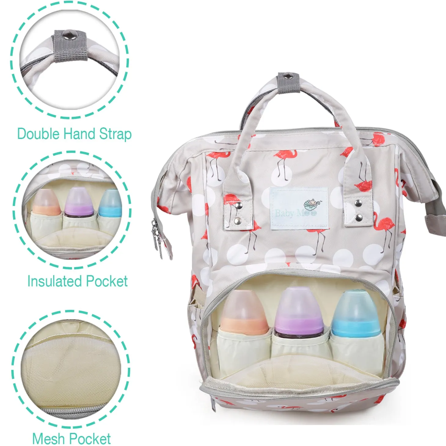Diaper Bag Maternity Backpack Flamingo Beige