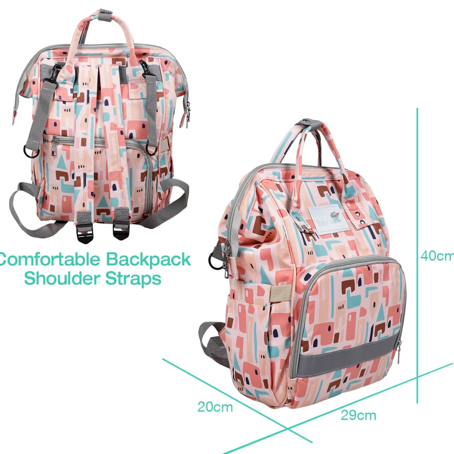 Diaper Bag Maternity Backpack Abstract Peach