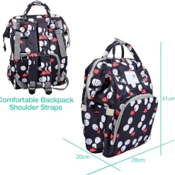 Diaper Bag Maternity Backpack Flamingo Black