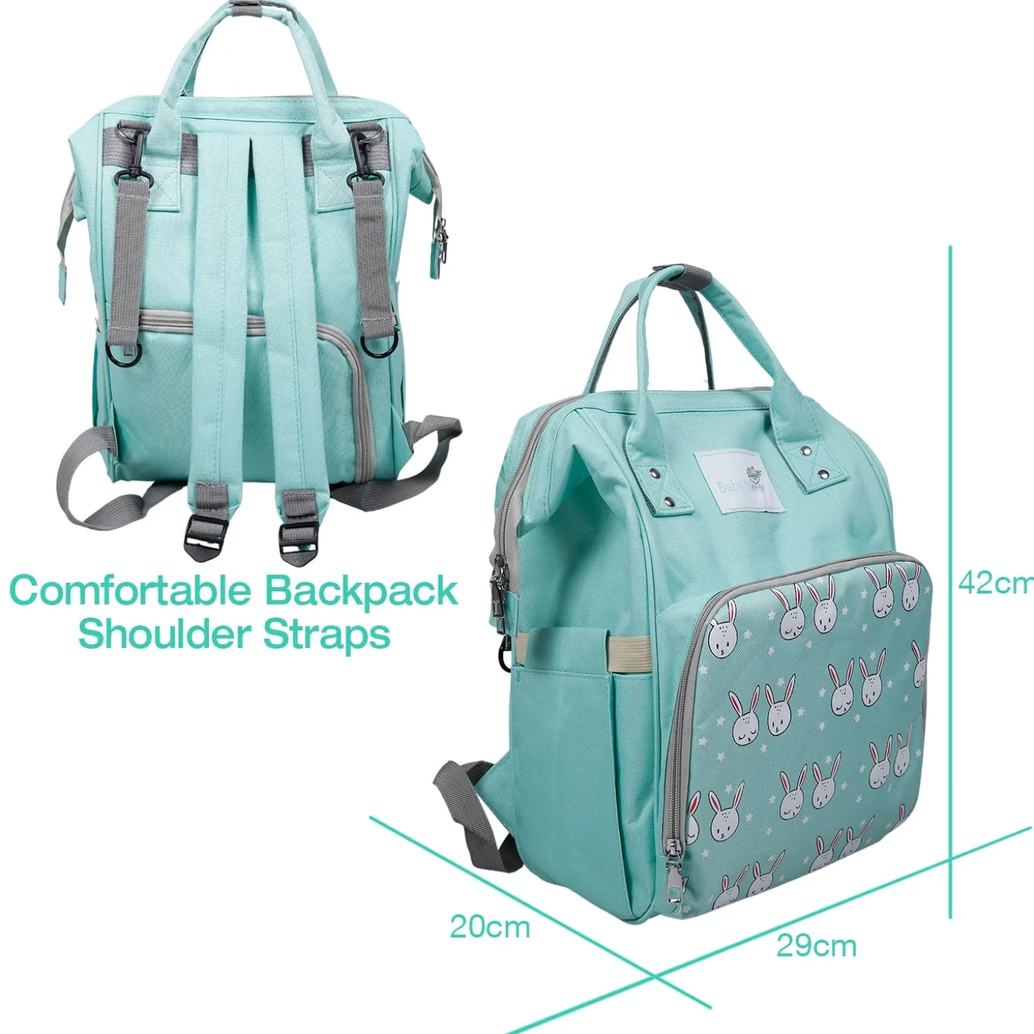 Diaper Bag Maternity Backpack Rabbit Green