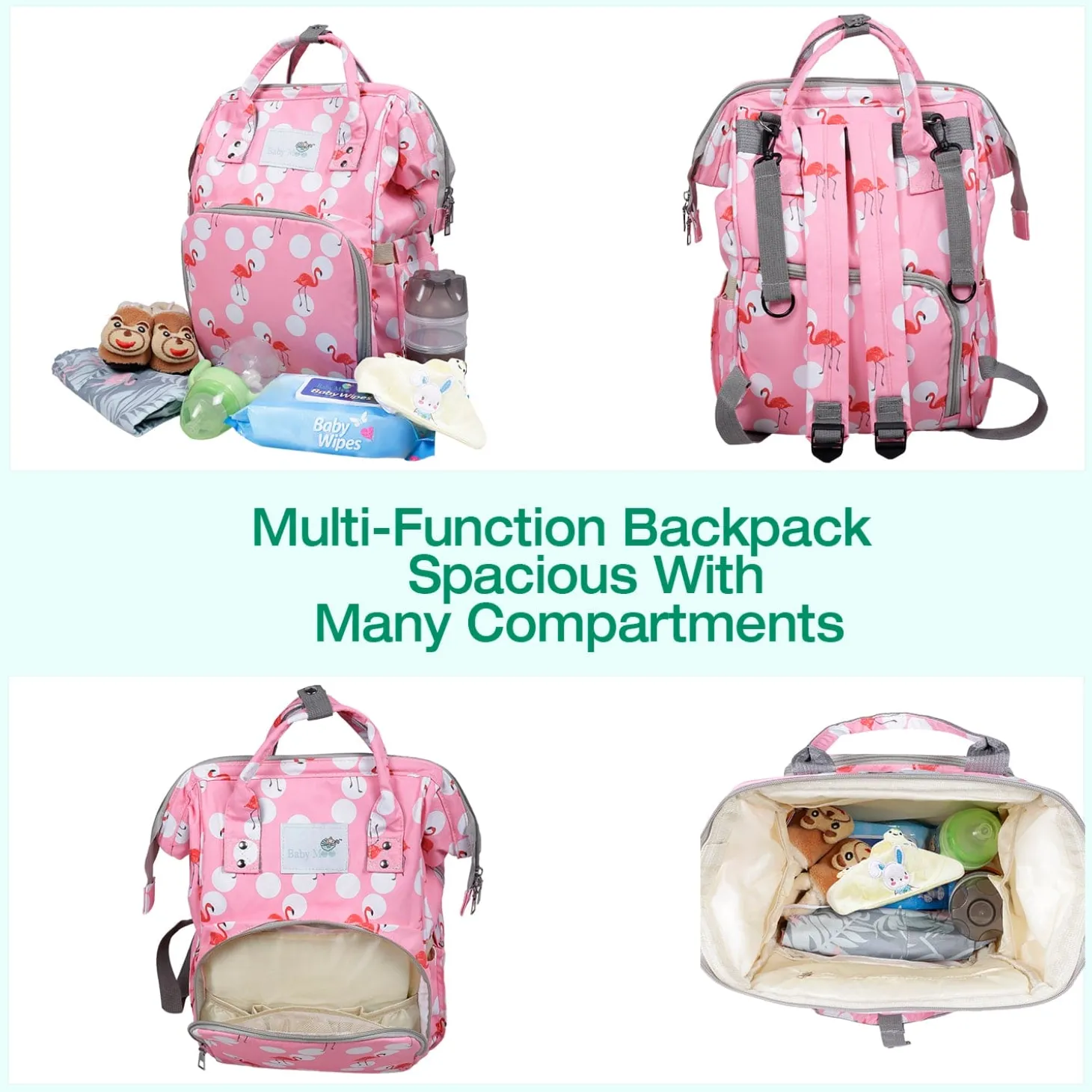Diaper Bag Maternity Backpack Flamingo Pink