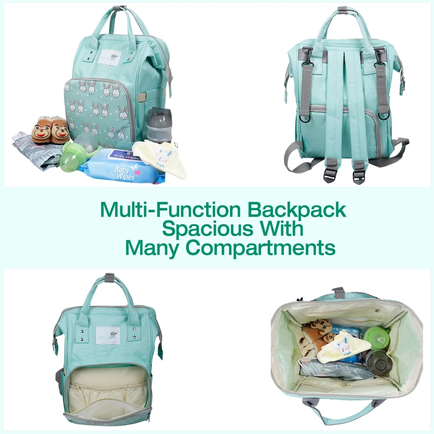 Diaper Bag Maternity Backpack Rabbit Green