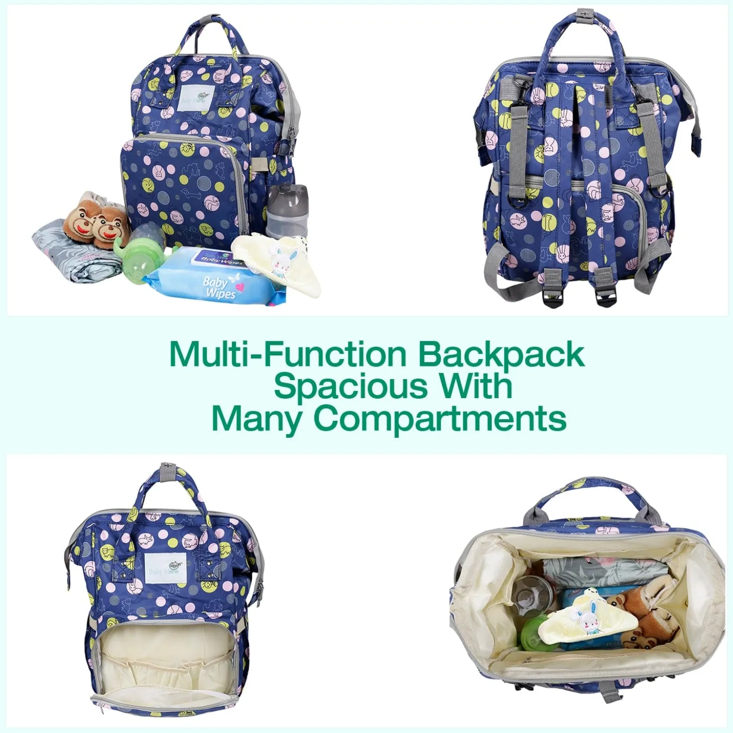 Diaper Bag Maternity Backpack Animal Printed Blue