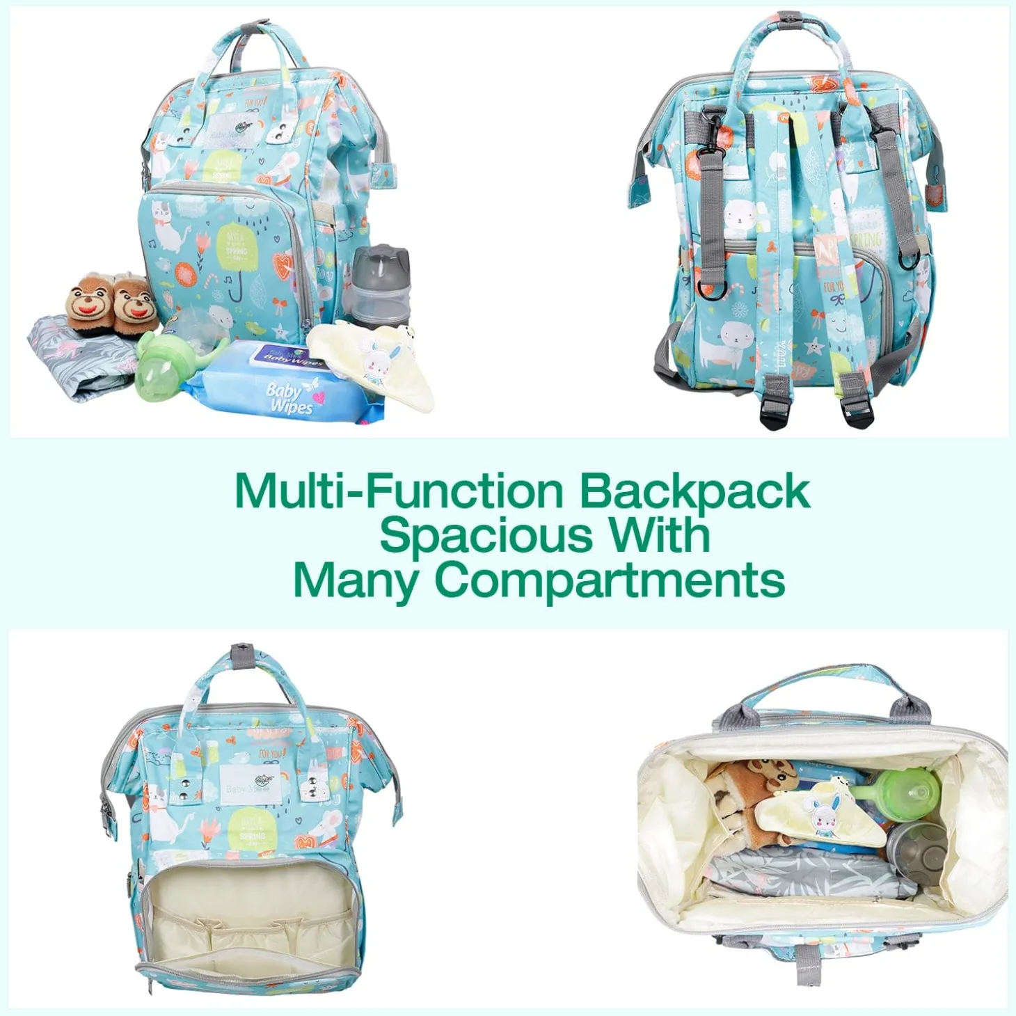 Diaper Bag Maternity Backpack Spring In The Garden Blue
