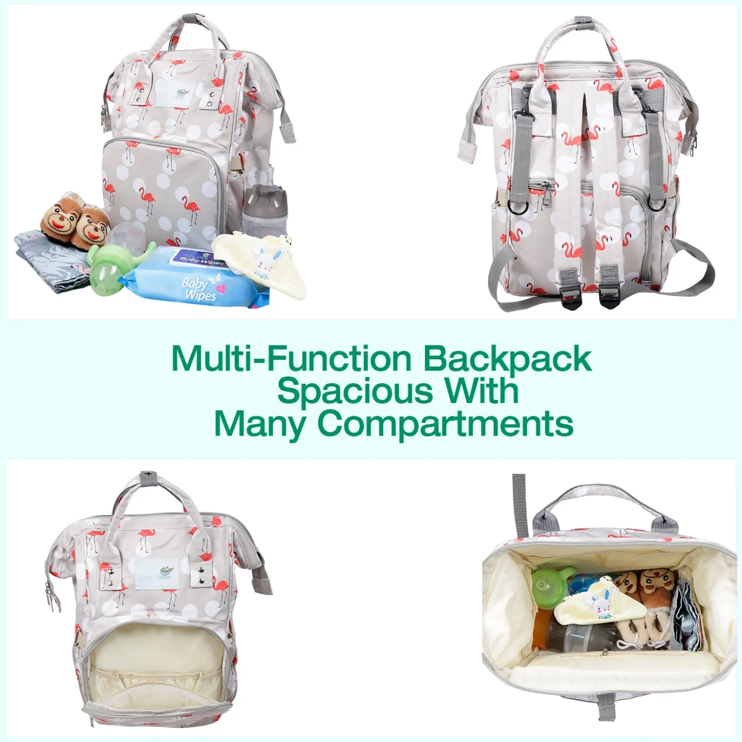 Diaper Bag Maternity Backpack Flamingo Beige