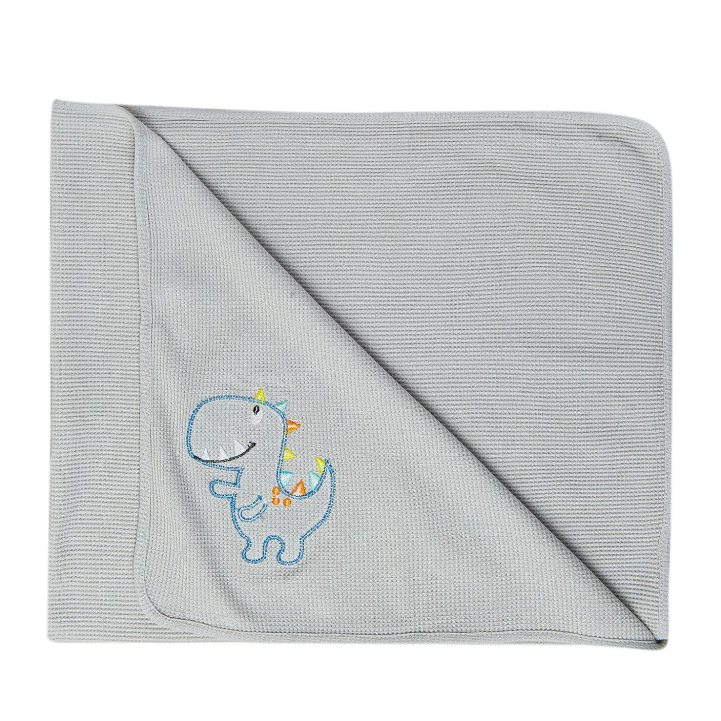 Dinosaur Light Waffle Blanket Grey And Blue