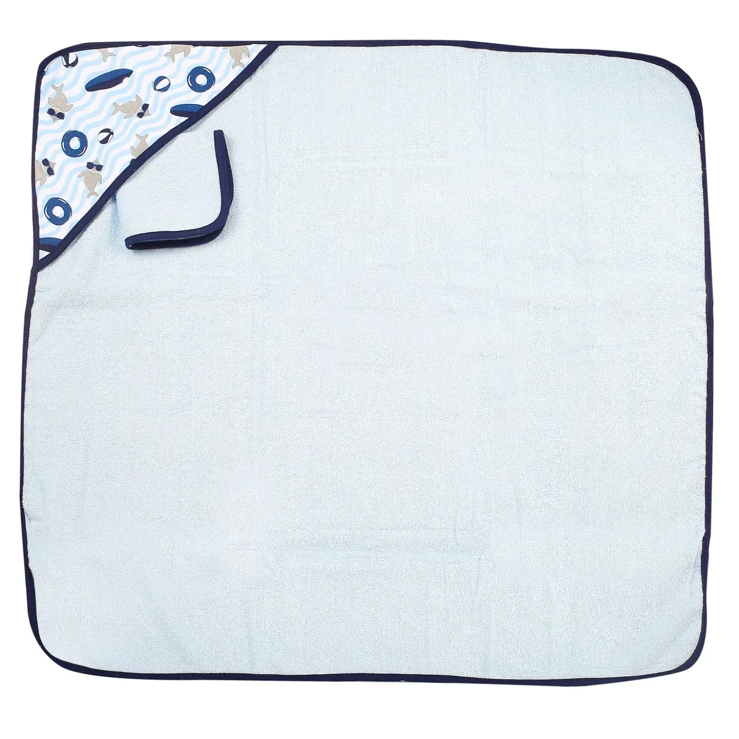 Dolphin Show Blue Hooded Towel & Wash Cloth Set