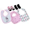 Dreaming Of Paris Pink And Black Set Of 3 Bibs And 2 Socks