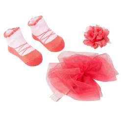 Dressy Floral Peach 3 Pcs Hairband And Socks Set