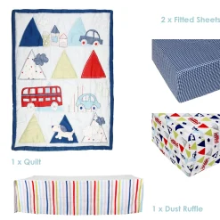 Driving Around Blue 4 Pcs Crib Set