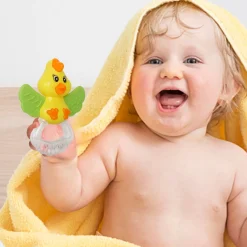 Duck Yellow And Green Rattle Teether