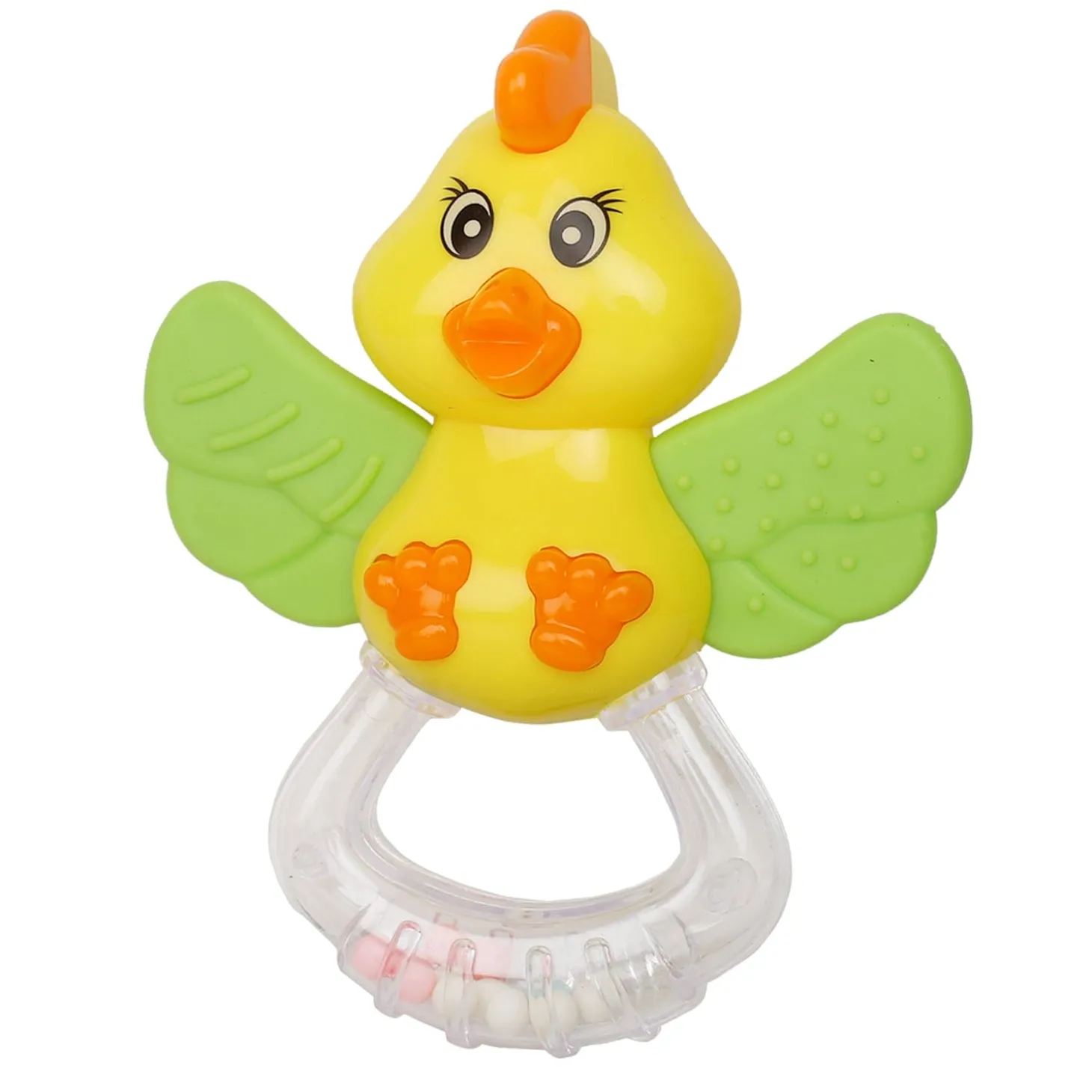 Duck Yellow And Green Rattle Teether