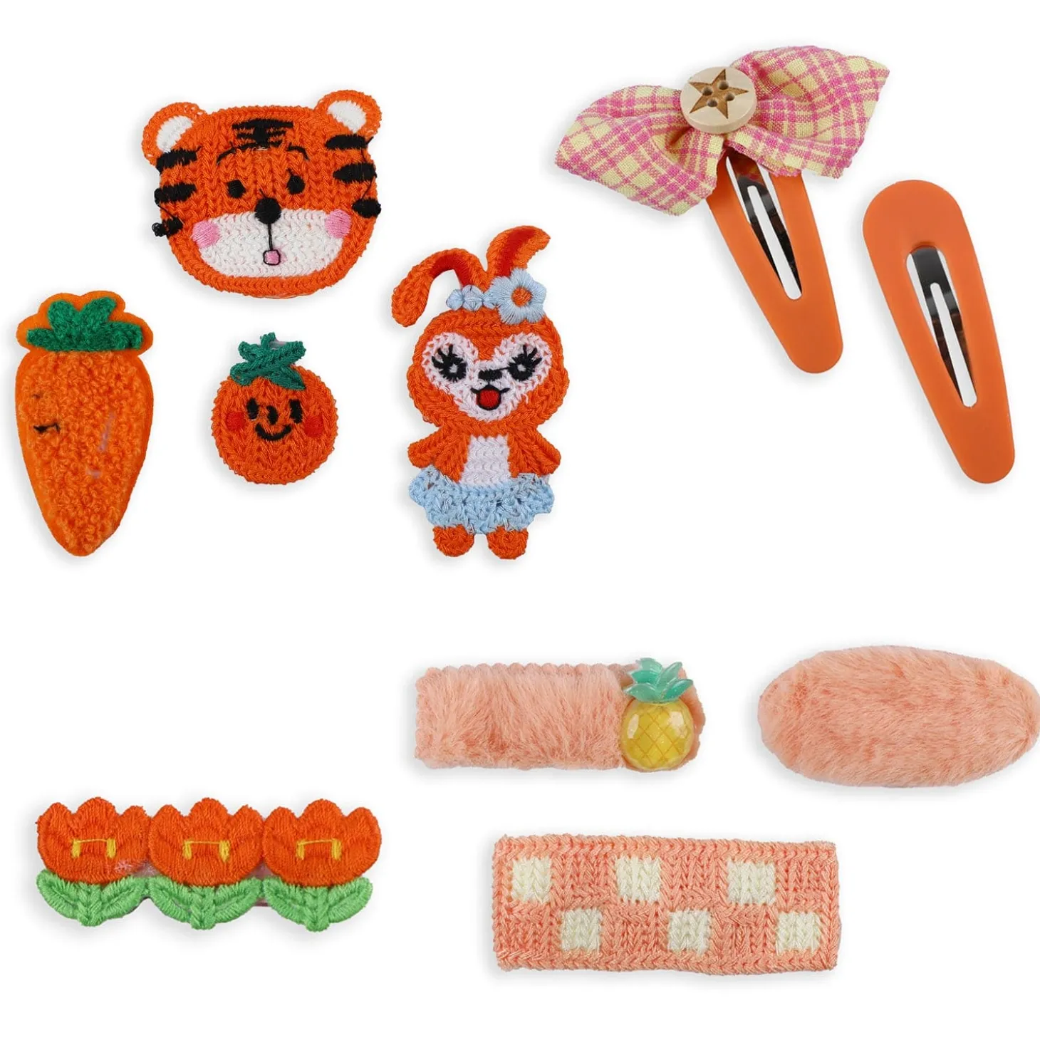 Elara Assorted Hair Clips Set 10 Pcs - Orange