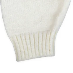 Elegant Bow And Pearl Buttons Premium Full Sleeves Knitted Sweater - Off White