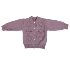 Elegant Bow And Pearl Buttons Premium Full Sleeves Knitted Sweater - Mauve