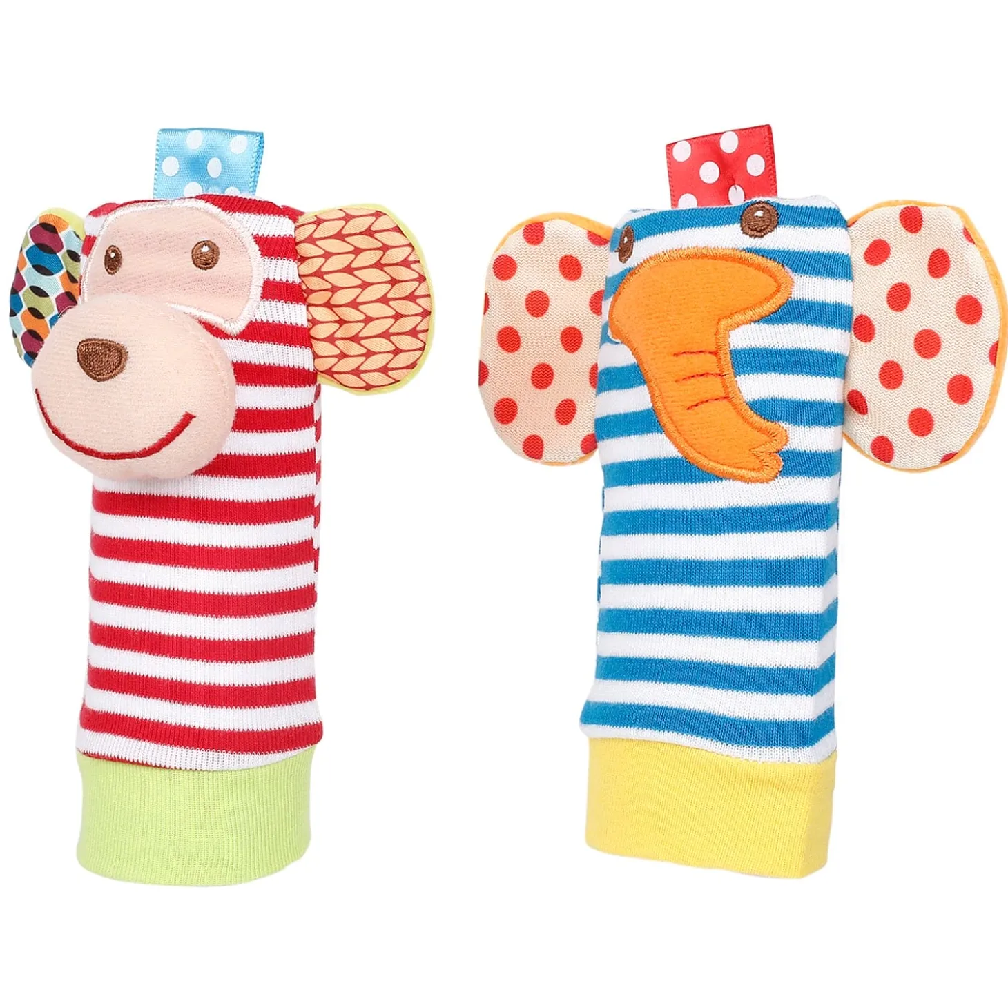 Elephant And Monkey Multicolour Set of 2 Socks Rattle