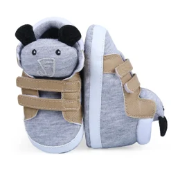 Elephant Cute And Stylish Comfy Velcro Booties - Grey