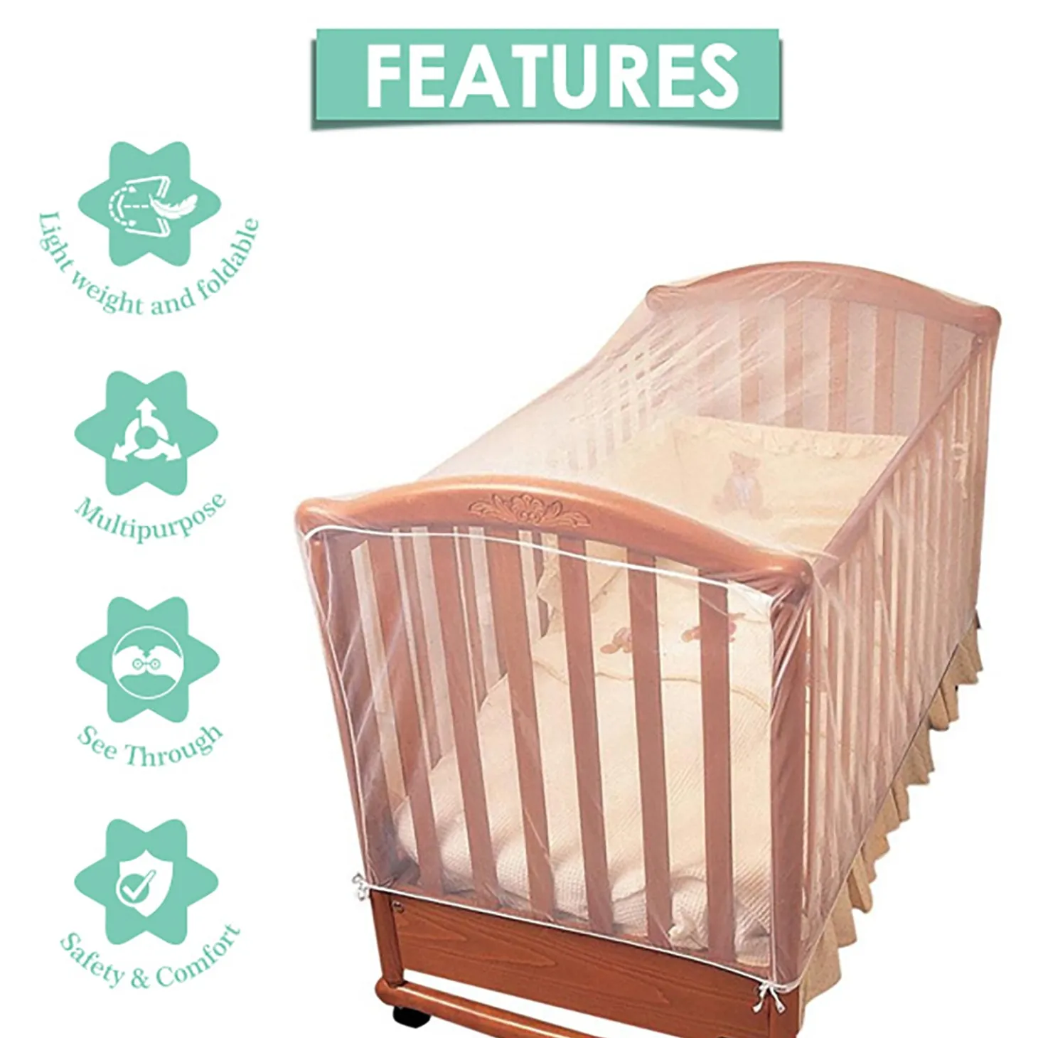 Essential White Cot Mosquito Net (Net Only)